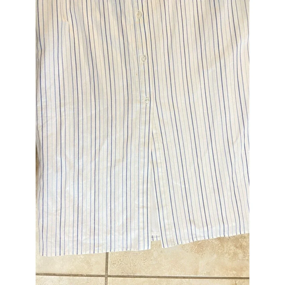 Charles Henry XS Off Shoulder Midi Dress White Blue‎ Stripe Belted Cotton Lined